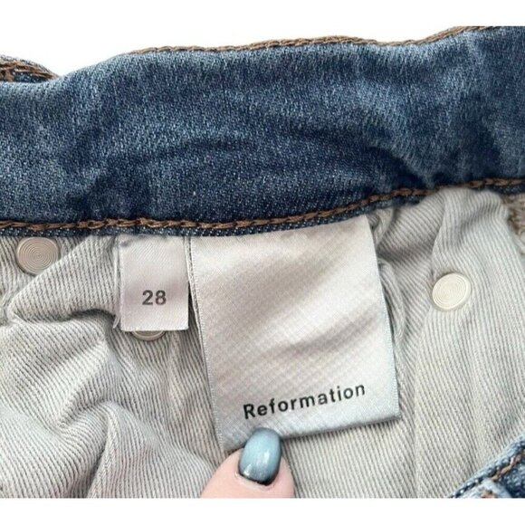 Reformation Women's Sz 28 High & Skinny Havana Wash Cropped High Waist Jeans - Picture 6 of 10